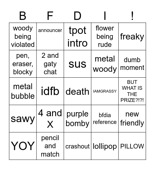 BDFI moments bingo Card