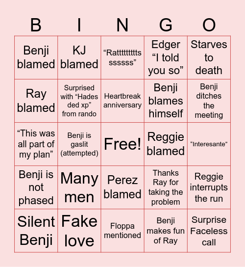 Death of Hades Bingo! Bingo Card