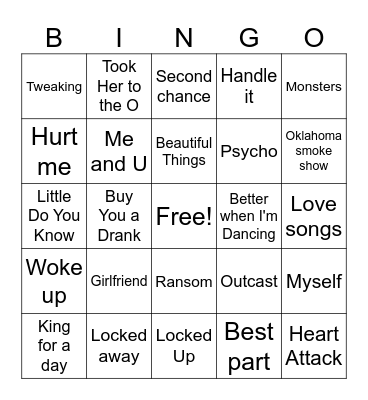 music bingo Card