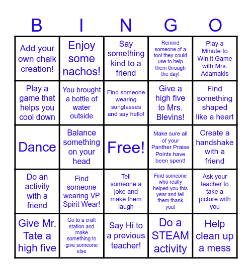 Play Day BINGO Card