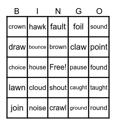 Lesson 97: Vowel Teams & Diphthongs Review Bingo Card