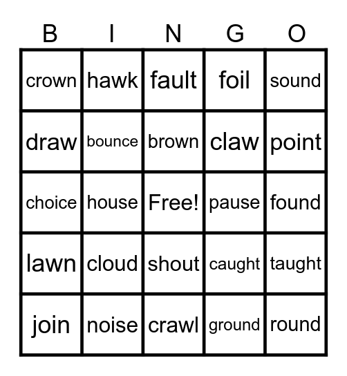Lesson 97: Vowel Teams & Diphthongs Review Bingo Card