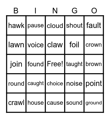 Lesson 97: Vowel Teams & Diphthongs Review Bingo Card