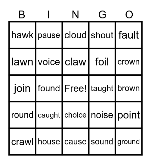 Lesson 97: Vowel Teams & Diphthongs Review Bingo Card