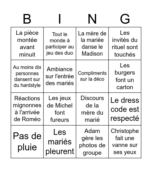 Le Bingo des Minous Bingo Card