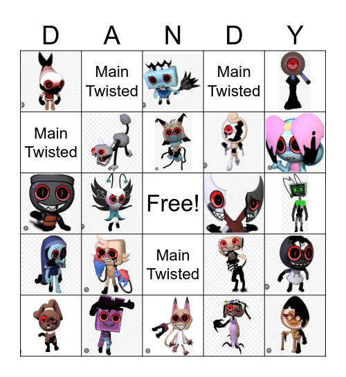 Dandy’s World Twisteds Bingo Card