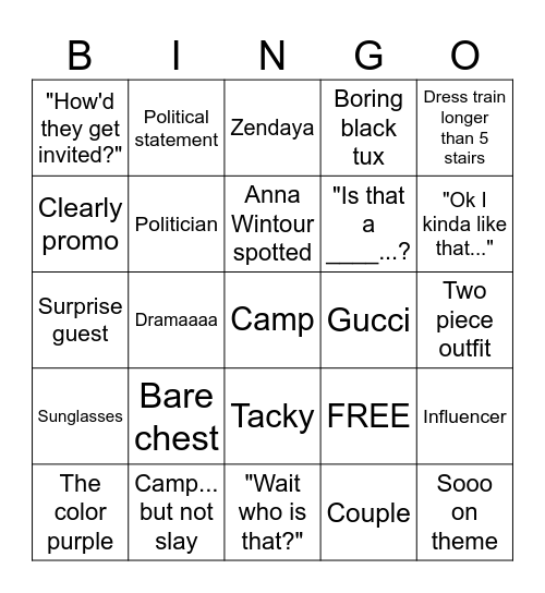 MET BINGO Card