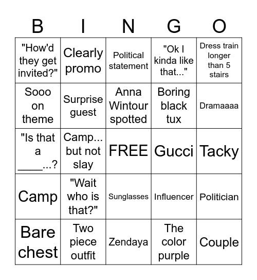 MET BINGO Card