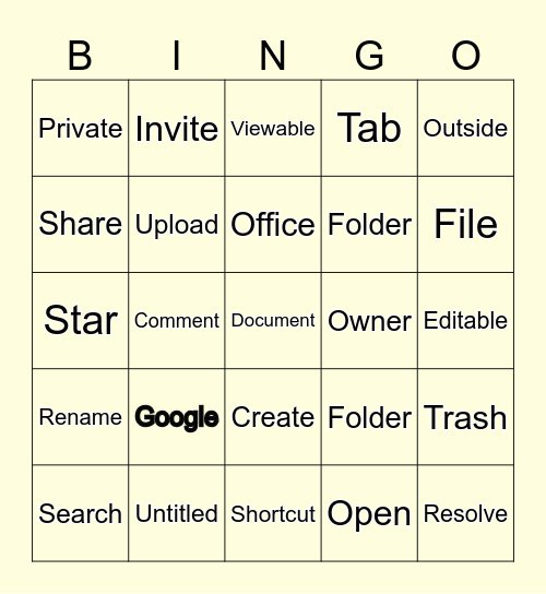 Google Docs Bingo Card