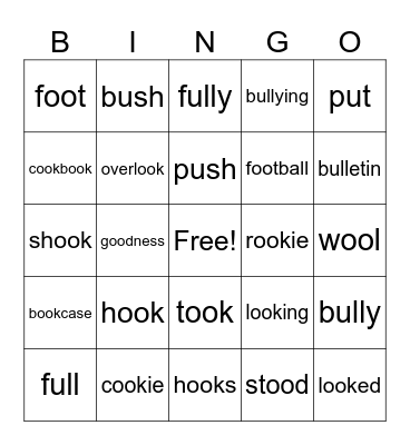 Vowel Team OO and Vowel U Bingo Card