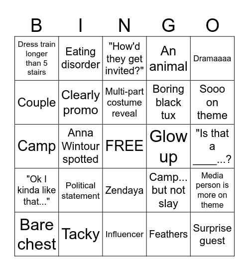 MET BINGO Card