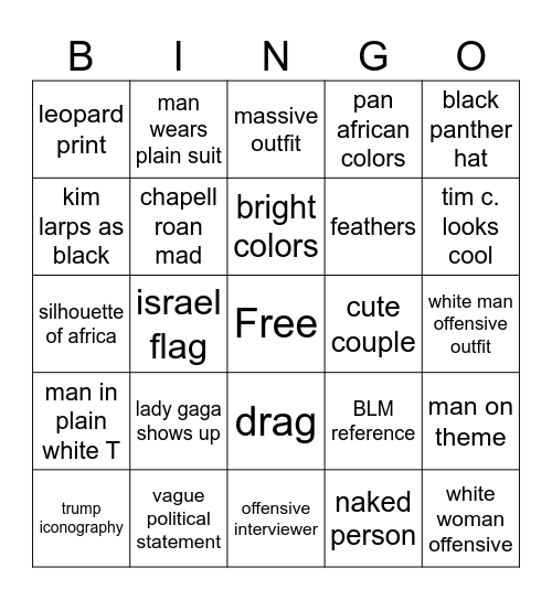 met gala 2025 Bingo Card