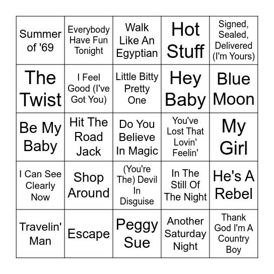 Music Bingo! Bingo Card