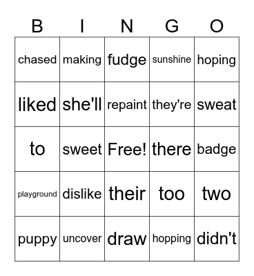 2nd Grade Phonics BINGO Card