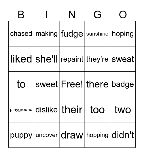 2nd Grade Phonics BINGO Card