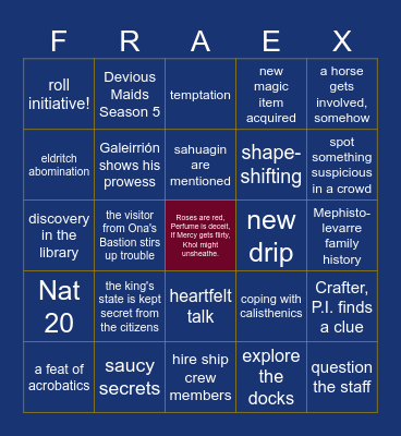 Eyes in the Corridor Bingo Card