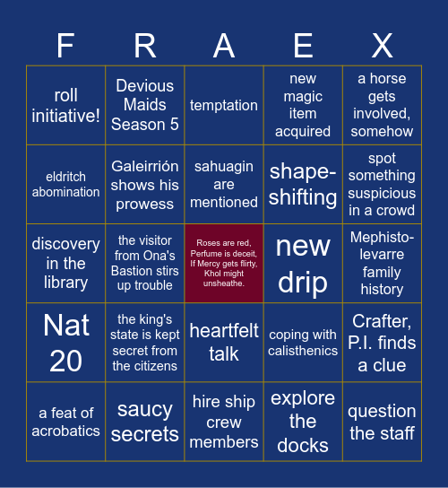 Eyes in the Corridor Bingo Card