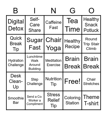 Wellness BINGO Card