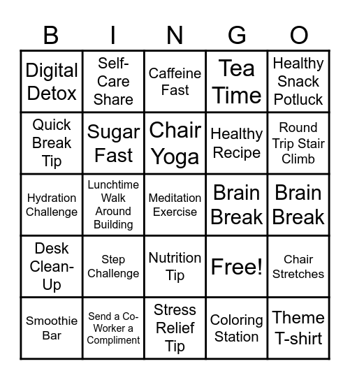 Wellness BINGO Card