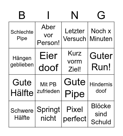 Ninji Bingo Card