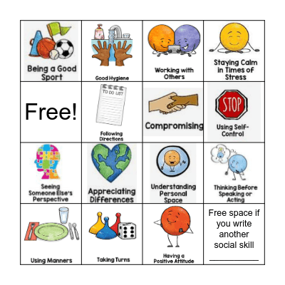 Social Skills Bingo Card
