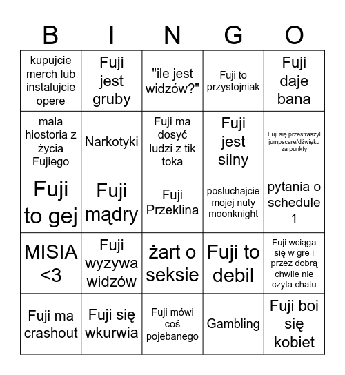 Fuji BINGO Card
