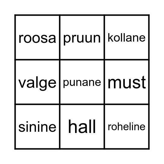 Värvibingo Card