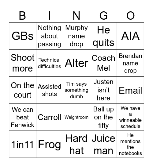 Bungo Bingo Card
