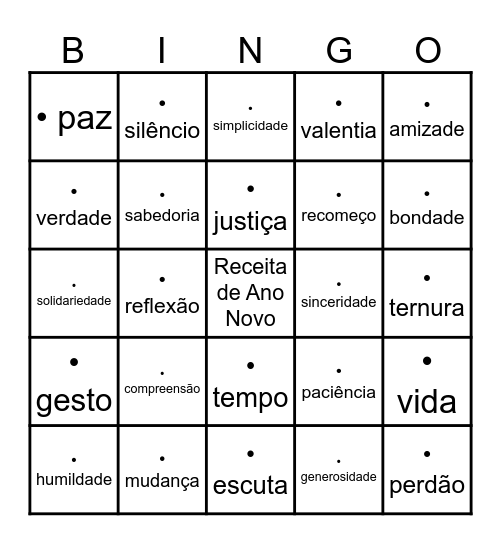 Receita de Ano Novo Bingo Card