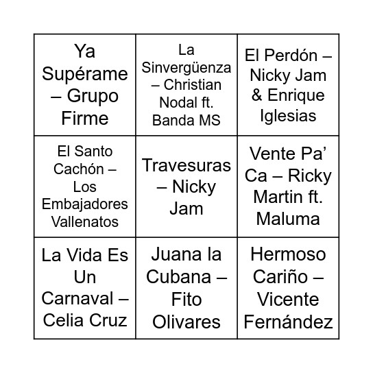 Juego Cinco Bingo Card