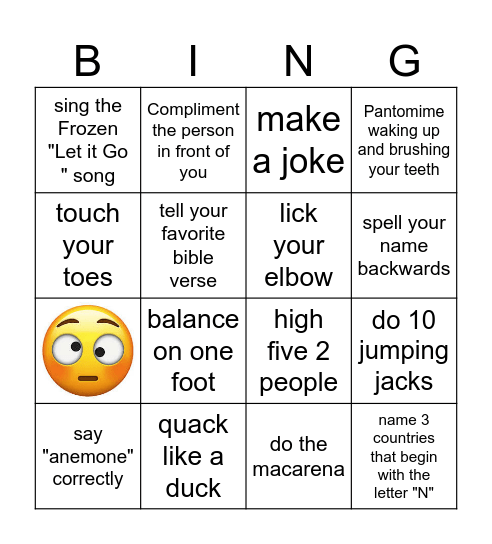 Can you ..... Bingo Card