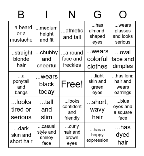 Think about someone who... Bingo Card