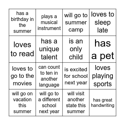 Find someone who..... Bingo Card