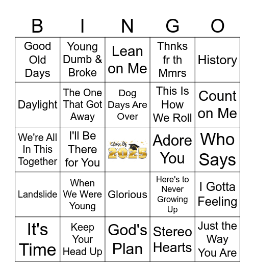 Class of 2025 Bingo Card