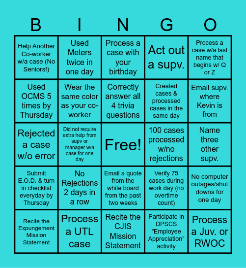 Expungement BINGO Card