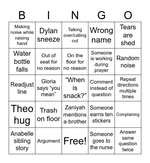 205 Bingo Card