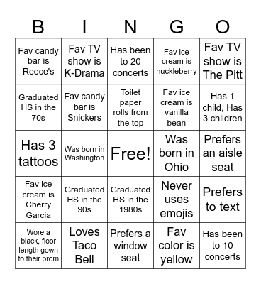 Who's Who in Horseshoe Bingo Card