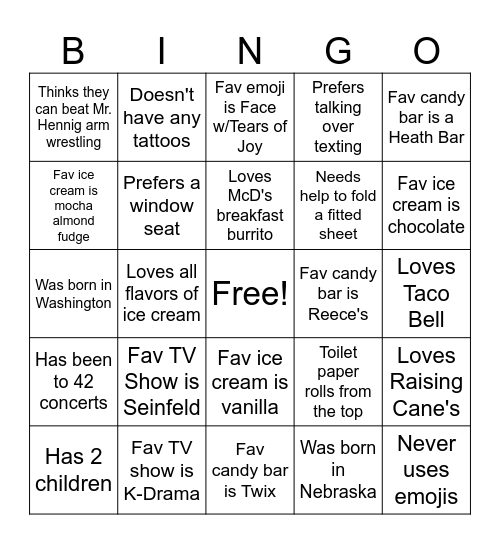 Who's Who in Horseshoe Bingo Card