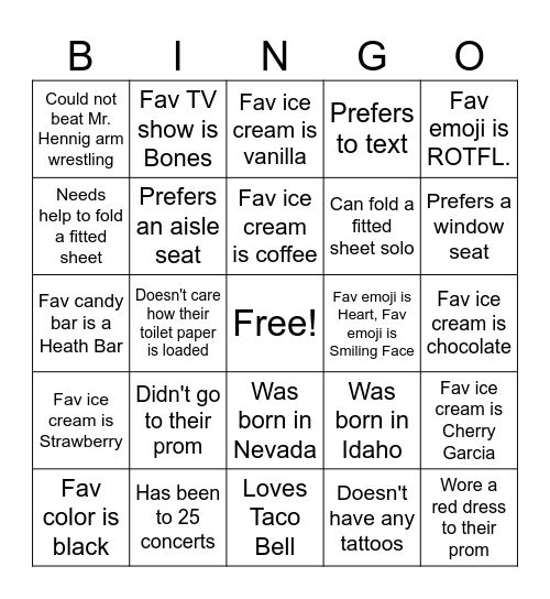 Who's Who in Horseshoe Bingo Card