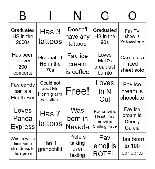 Who's Who in Horseshoe Bingo Card