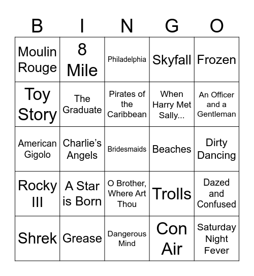 Soundtracks Bingo Card
