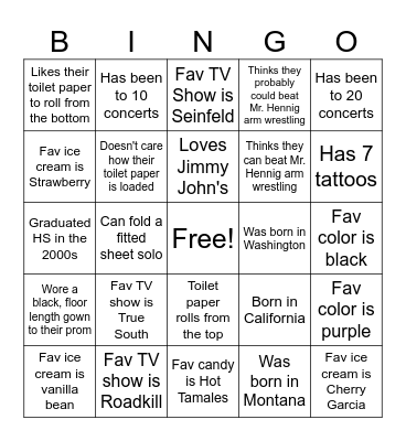 Who's Who in Horseshoe Bingo Card