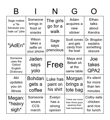 CCS Summer Bingo Card