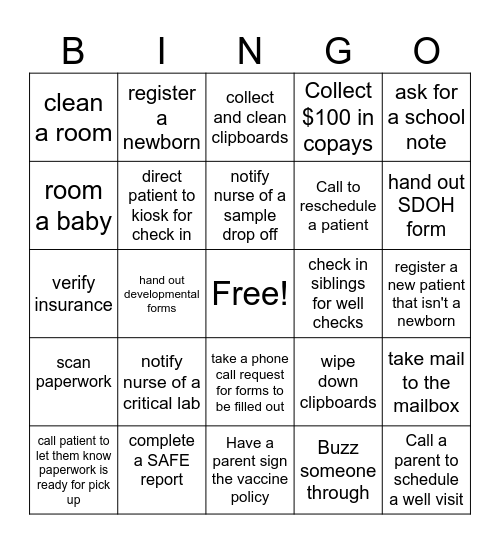 MOA Bingo Card