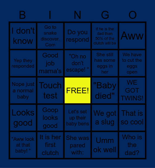 Snake discovery bingo Card