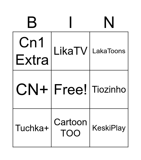 NC Streamings Bingo Card