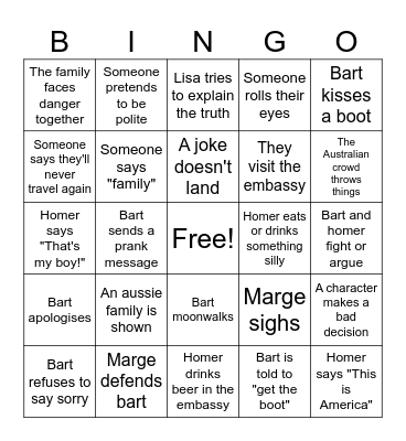 Simpsons Bingo Card