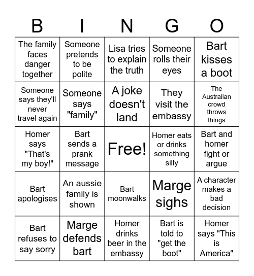 Simpsons Bingo Card