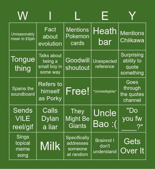 Wiley Bingo Card