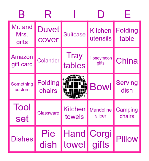 What did the future Mrs. Gerber-Fox get? Bingo Card